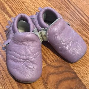 Love & leo leather purple moccasins